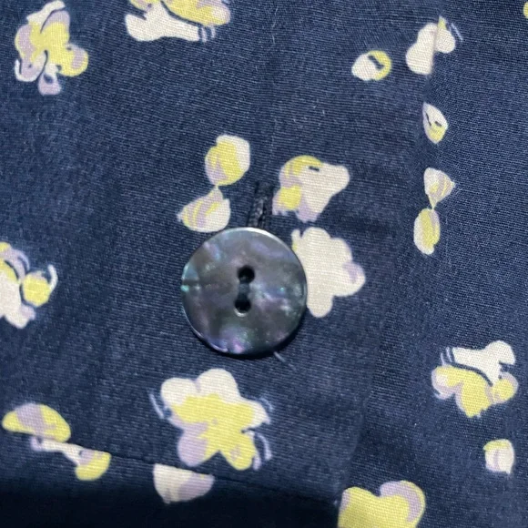 Boden Riviera Button Front Belted Shirt Dress Navy Blue Floral Size 10L - Picture 7 of 9